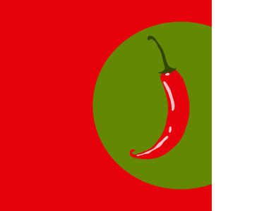 红辣椒绿色和红色的背景上