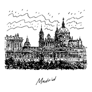 圣玛丽亚拉真德拉阿尔穆德纳大教堂和皇宫。马德里，西班牙