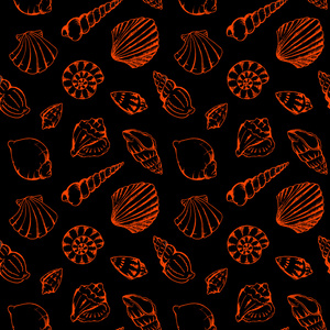 无缝的单色海贝壳花纹纹理背景