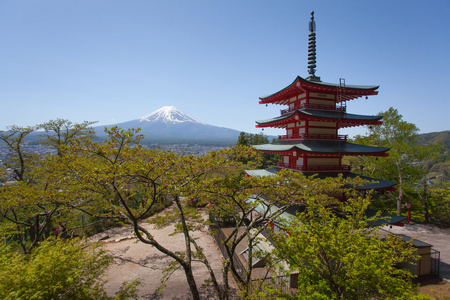 日本 Chureito 宝塔和山富士