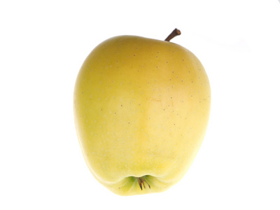 在白色背景上的黄色苹果