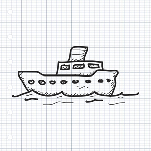 简便的涂鸦的一艘船
