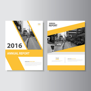黄色传单小册子传单模板 A4 大小设计 年度报告书封面版式设计 抽象黄色演示文稿模板