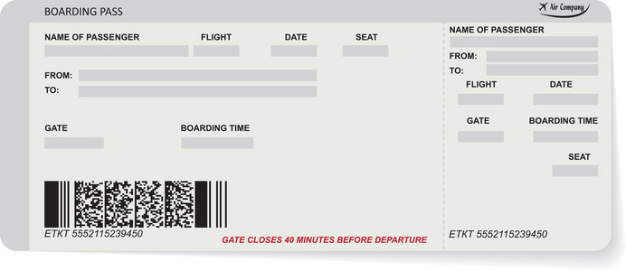 矢量图的航空公司登机牌图片