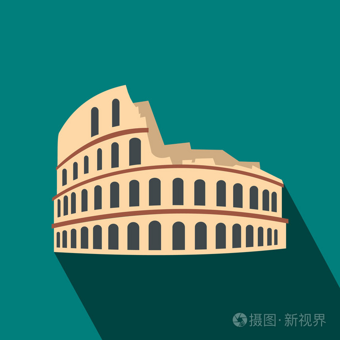 罗马竞技场图标,平面样式