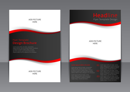 矢量设计的黑色传单 封面 小册子 海报 报告与红色元素和图片的地方