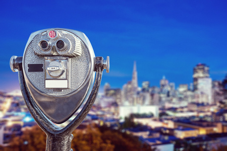 旧金山城市景观与旅游望远镜