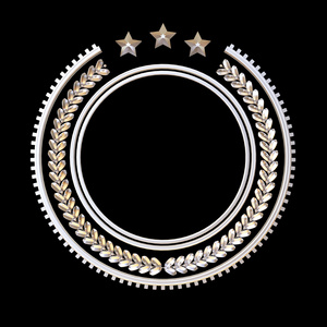 高质量金属徽章模板与月桂花环和星星