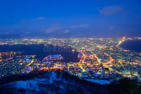 黄昏 城市景观 风景 照亮 文化 小时 城市 大厅 北海道