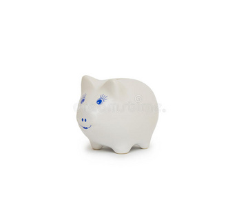 白色背景上隔离的小猪存钱罐