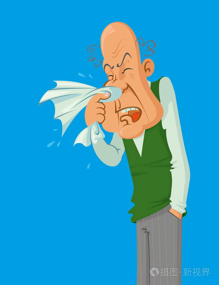 sneezes older man