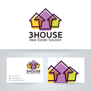 3 房子矢量 logo 与名片模板
