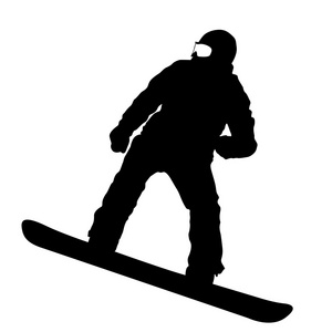 黑色的剪影滑雪板在白色背景上。矢量错觉