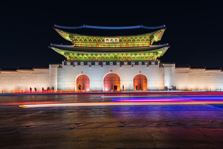景福宫晚上在首尔韩国