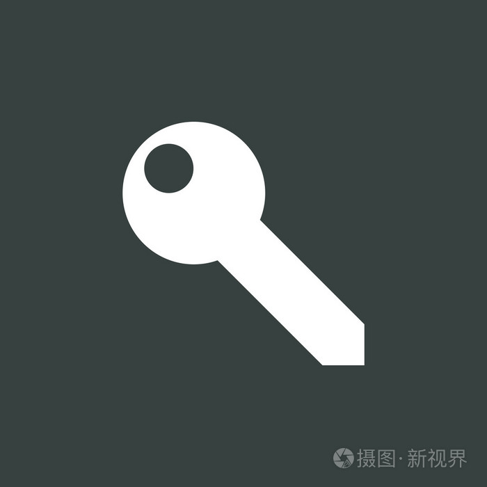 钥匙图标,在黑暗的背景,白色轮廓,大尺寸符号