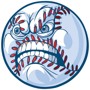棒球与张生气的脸矢量卡通插画图片