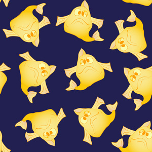 黄色的趣怪鱼无缝模式图片