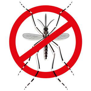 自然，蚊蚊子高跷与禁止标志，顶视图。理想的信息和体制相关的卫生和护理