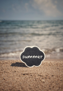 夏季模板与黑板上海滩