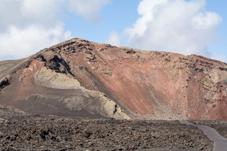 折叠状态火山在加那利群岛兰萨罗特岛