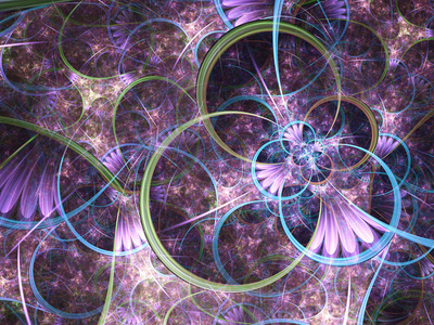 紫罗兰色分形花，创意图形设计数码艺术作品