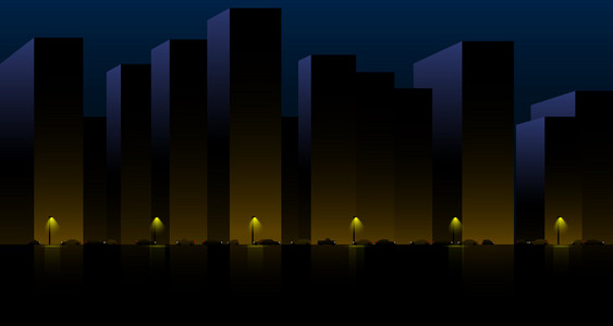 与汽车和摩天大楼灯光城市夜景图片