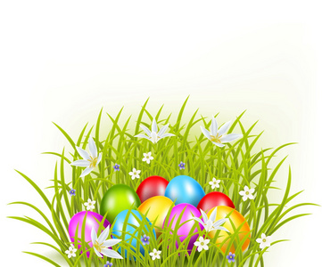 美丽的收集复活节彩蛋上草背景