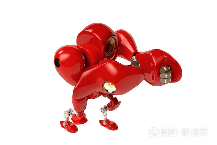 红色的拳击机器人举起手来照片-正版商用图片1mgduf-摄图新视界