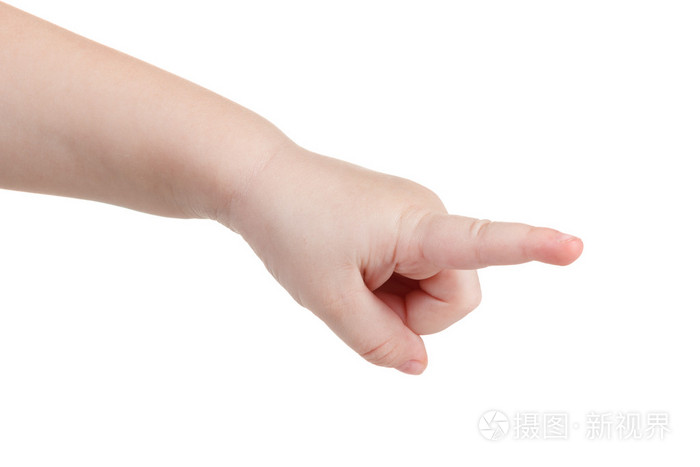 手势,一个可爱的孩子的手指示的方向