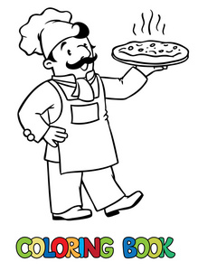 图画书的滑稽厨师或披萨厨师