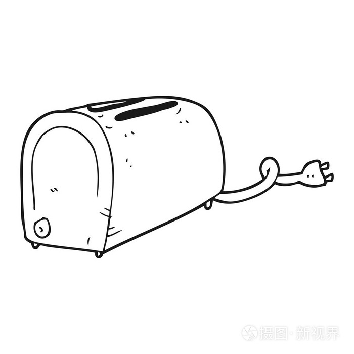 黑色和白色卡通烤面包机