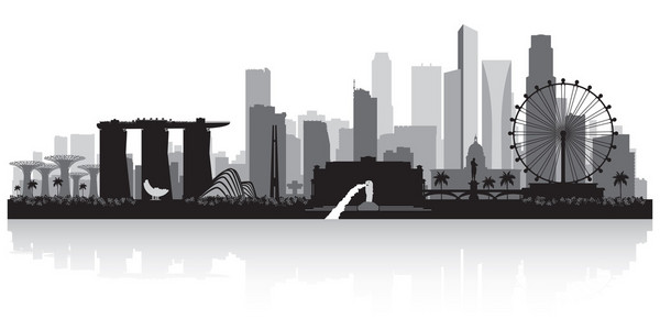 新加坡城市天际线剪影