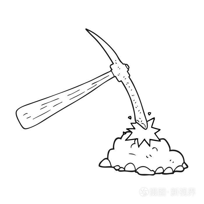 黑色和白色卡通镐插画-正版商用图片1mhqw1-摄图新视界