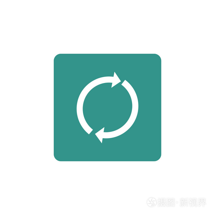 刷新图标,绿色矩形背景,白色轮廓上