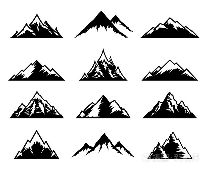 矢量山图标上白色孤立