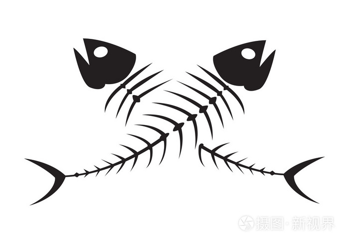 矢量图形的黑色鱼骨头