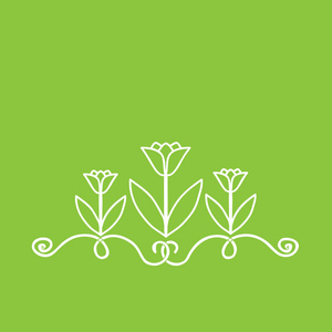 郁金香在绿色背景上的装饰。极简主义。图标徽标