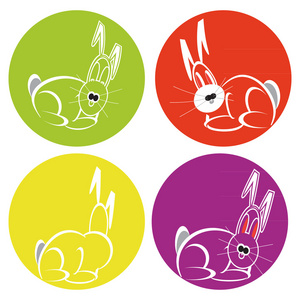 单色的图标集与兔子