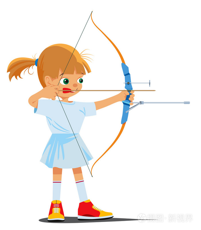 小女孩被从事体育射箭