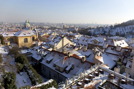 雪浪漫布拉格市，捷克共和国