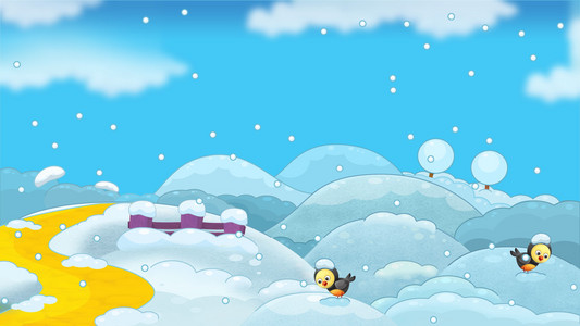 卡通冬季自然场景图片