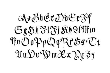 现代哥特式字体。 带有装饰元素的字母