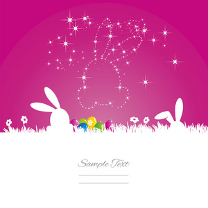 复活节兔子星星兔粉红色白色背景