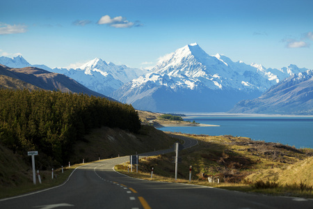 关于新西兰的南 Jsland 库克库克山道路