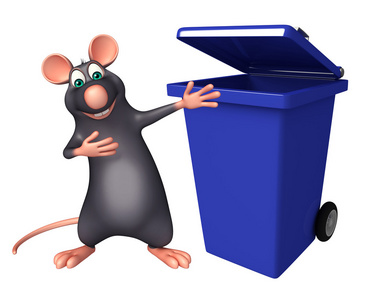 大鼠的卡通人物与垃圾桶图片
