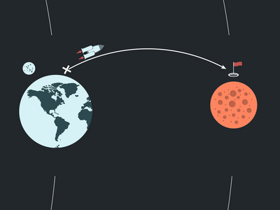 从地球到火星的宇宙飞船之旅。 矢量插图