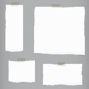 张的撕裂白色空白笔记本纸用胶带灰色平方背景