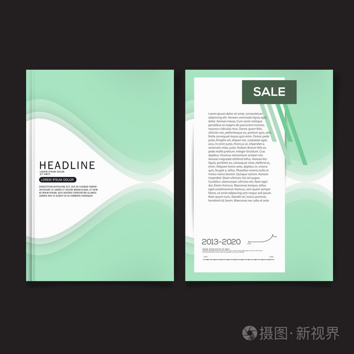 绿色背景业务手册传单封面设计布局模板在 a4 大小,与