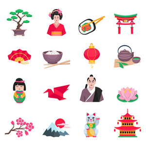 日本文化符号平面图标集