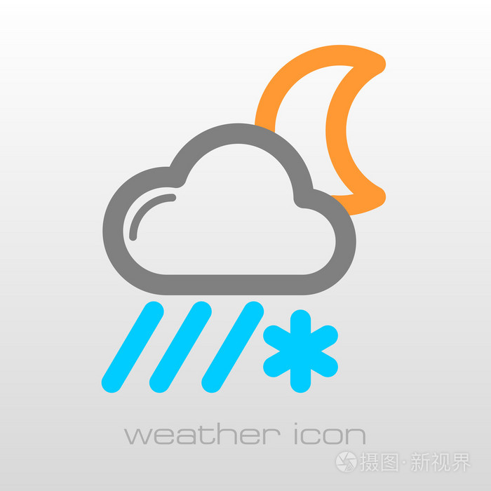 云雪雨月亮形图标.天气